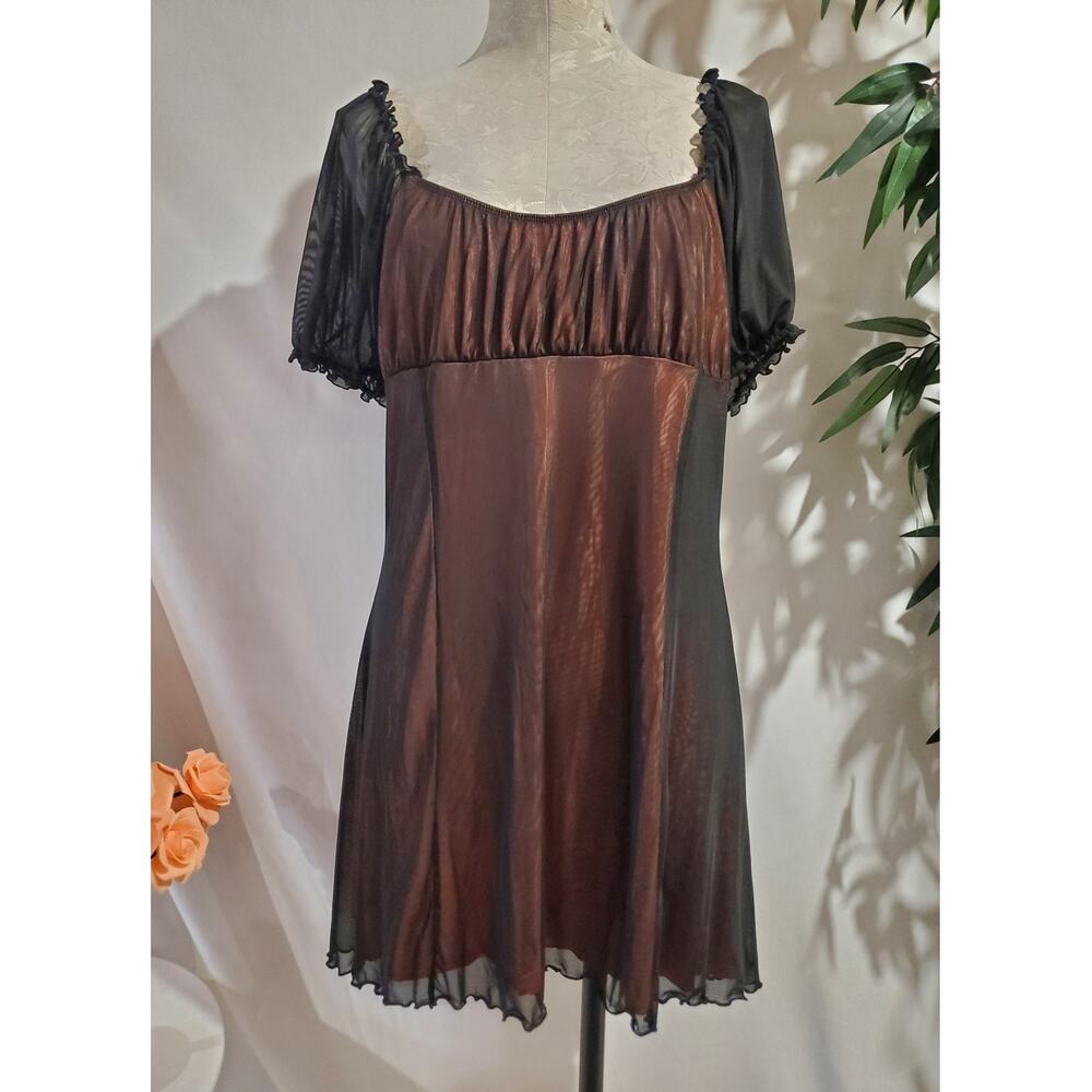 Dolls Kill Current Mood Sheer Mesh Overlay Babydoll Mini Dress Size 2X Gothic